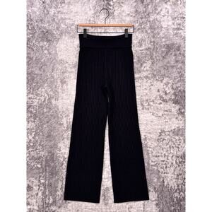 MM LaFleur Pants Large Womens Black Ribbed Knit Fold Over Pull On Pants